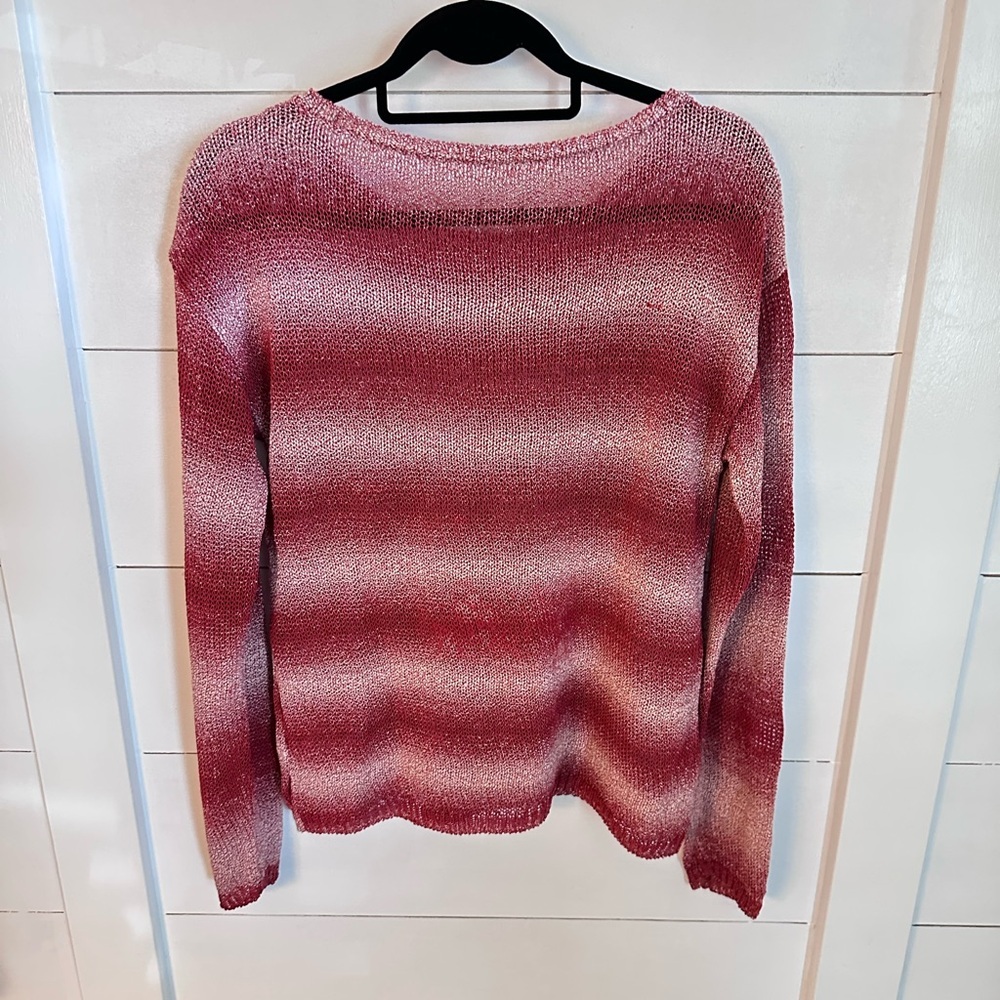 ALICE & OLIVIA M Ethan ombre red stripe cable knit long sleeve preppy tunic boho - Picture 4 of 12